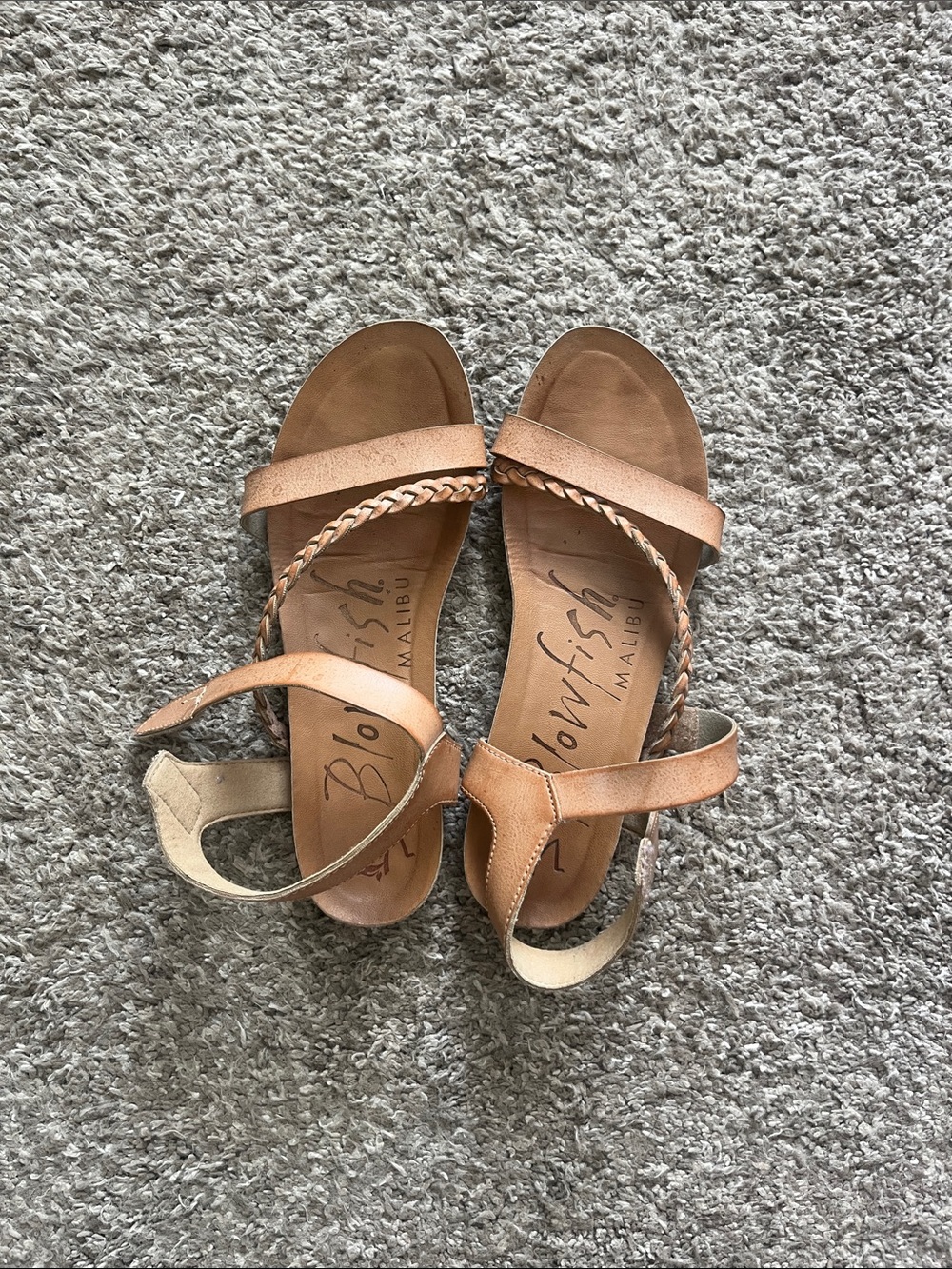 Blowfish Strappy Braided Tan Leather Sandals